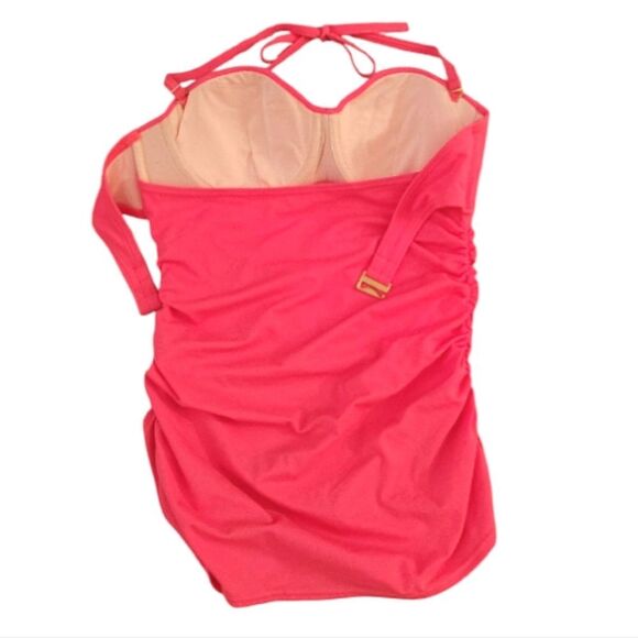 Victoria's Secret 2014 Hot Pink Strapless Push Up Ruched Tankini Swim Top 36C - Picture 8 of 13